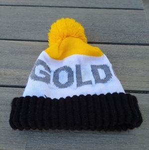 Rare GOLD COIN black & yellow beanie